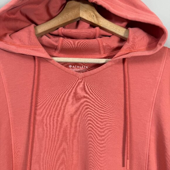 Athleta Sundown Hoodie Sweatshirt Pullover Women's Small Orange Coral Activewear - Picture 9 of 14